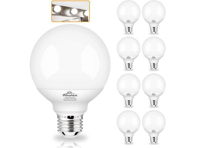 G25 Globe Light Bulbs 8 Pack LED Vanity Light 5000K Daylight for Bathroom Vanity Makeup Mirror Winshine LED Bedroom Lights E26 Medium Screw Base