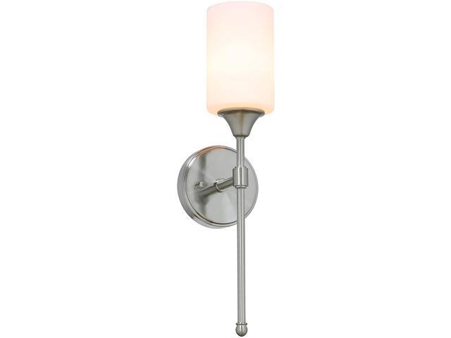 XiNBEi Lighting Wall Light 1 Light Wall Sconce with Glass Bath Vanity Sconce for Bathroom Bedroom & Living Room Brushed Nickel Finish XB-W1216-BN