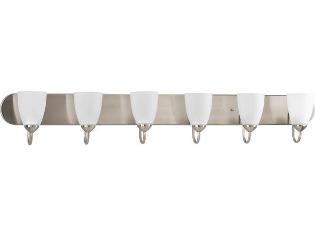 Gather Collection Brushed Nickel Six-Light Transitional Bath Vanity Light