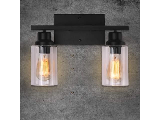 2-Light Vanity Lights Bathroom Light Fixtures Wall Sconce Lighting Matte Black Modern Farmhouse Rustic Industrial Light Fixture for Bedroom Vanity