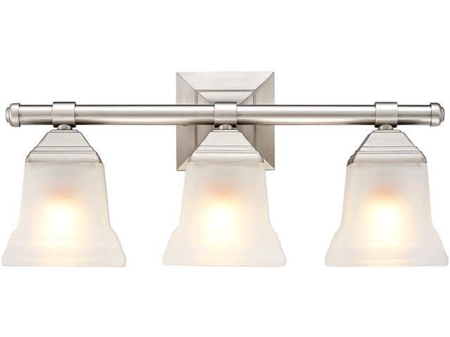 3-Light Bathroom Vanity Light Fixture Brushed Nickel Bathroom Lighting Fixture W/Frosted Milk Glass Shade