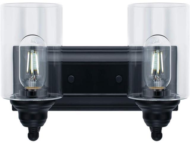 2-Light Vanity Light Fixture Modern Clear Glass Shades Lighting Black Dining Room Lighting Fixtures