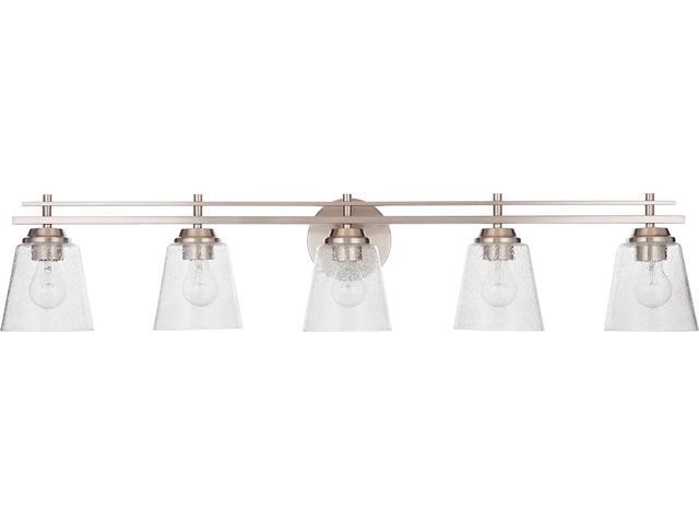 Craftmade 19642BNK5 Drake Clear Seeded Glass Vanity Bath Lighting 5-Light 300 Watts Brushed Polished Nickel