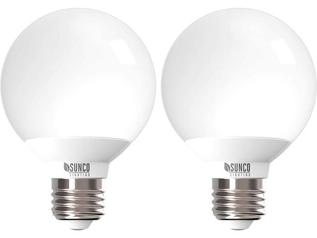 Sunco Lighting 2 Pack G25 LED Globe 6W=40W Dimmable 450 LM 5000K Daylight E26 Base Ideal for Bathroom Vanity or Mirror - UL & Energy Star