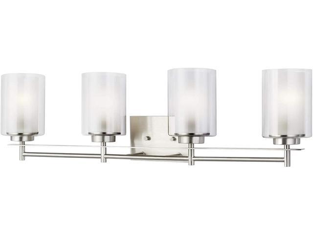 Sea Gull Lighting 4437304-962 Elmwood Park Traditional Four-Light Wall/Bath Vanity Style Fixture Brushed Nickel