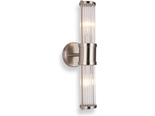 Industrial Wall Sconce Brushed Nickel Bathroom Light Fixtures ECOBRT Indoor Glass Bath Vanity Lights for Mirror Sconces Lamps Up and Down Wall