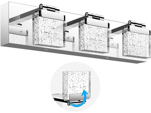 LED Bathroom Vanity Light Fixtures Chrome Wall Mounted WIHTU 3-Light Crystal Wall Sconce Lighting Modern Wall Light Indoor Wall Lamp for Mirror