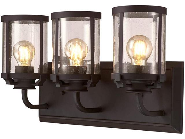 Westinghouse Lighting 6368100 Colville Three-Light Indoor Vanity Light Wall Fixture Oil Rubbed Bronze Finish with Clear Seeded Glass