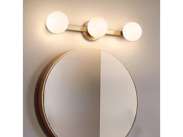 Joosenhouse Glass 3 Light Bathroom Vanity Light Bulbs Modern Gold Wall Sconces Bath Light in Home Up or Down Bath Light Fixtures 2362 Inches Long