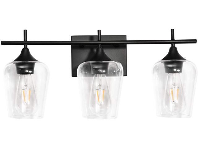 Vanity Lights Fixtures Zicbol 3 Light Bathroom Light Black Wall Light with Clear Glass Shade Modern Bathroom Wall Sconce Lighting for Bath