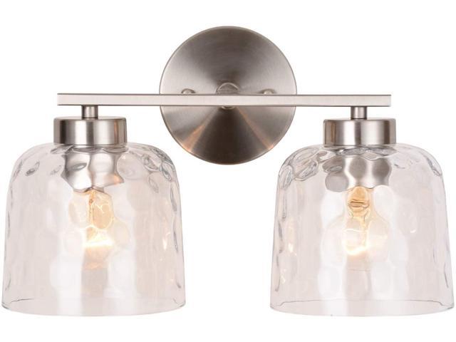 Alice House 146' Vanity Lights with Hammered Glass 2 Light Wall Lighting Brushed Nickel Bathroom Lights Over Mirror Bathroom Lighting AL6091-W2SN