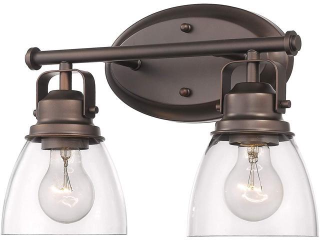 Fanyate Antique Industrial Wall Sconce 2-Light Bathroom Light Fixture Oil Rubbed Bronze Vanity Light with Clear Glass Shade Suitable for Bathroom