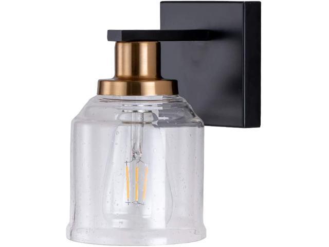 GAOMINGYANG Bathroom Vanity Light 1-Light Wall Sconce Lighting Fixture with Bubble Glass Shade Modern Vanity Lamp and Matte Black Wall Lamp for