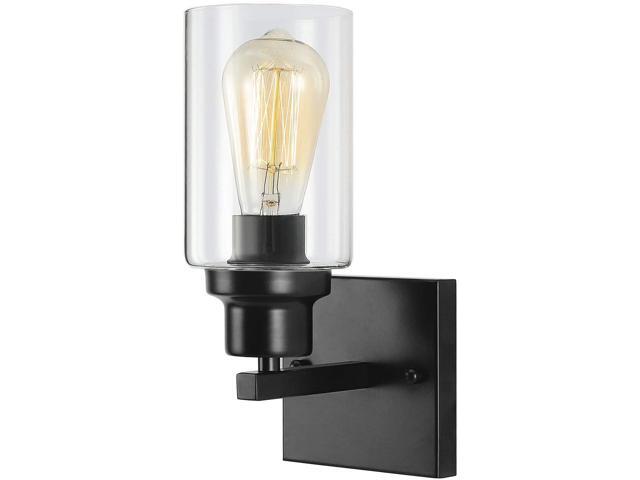 1 Lights Sconces Wall Lighting Black Contemporary Bathroom Vanity Light Fixtures Wall Lights Bedroom Porch Living Room Kitchen with Clear Glass Shade