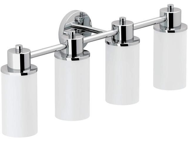 Moen DN0764CH Iso 4-Light Dual-Mount Bath Bathroom Vanity Fixture with Frosted Glass Chrome