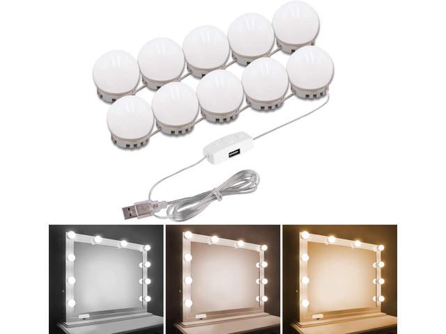 Pretmess Hollywood Style Vanity Mirror Lights Kit Adjustable Color and Brightness with 10 LED Light Bulbs Lighting Fixture Strip for Makeup