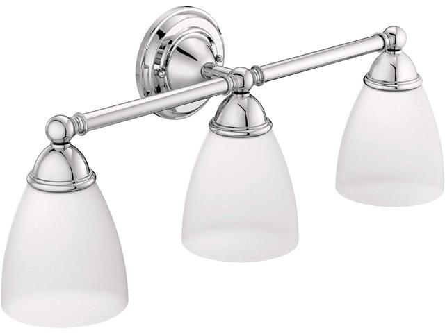 Moen YB2263CH Brantford 3-Light Dual-Mount Bath Bathroom Vanity Fixture with Frosted Glass Chrome