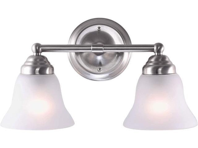 7Pandas 2 Light Bathroom Vanity Light Fixtures Indoor Wall Sconce Lighting Fixture Frosted Glass Shade Satin Nickel