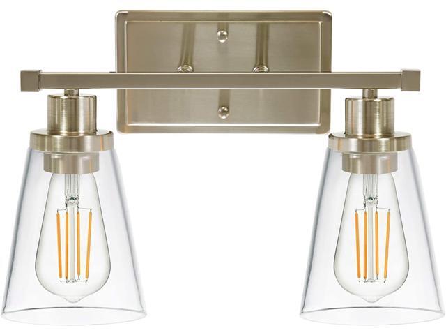 BONLICHT 2 Light Modern Wall Sconce Industrial Vanity Light Fixture with Clear Glass Shade Indoor Bathroom Lighting Brushed Nickel Hallway Wall