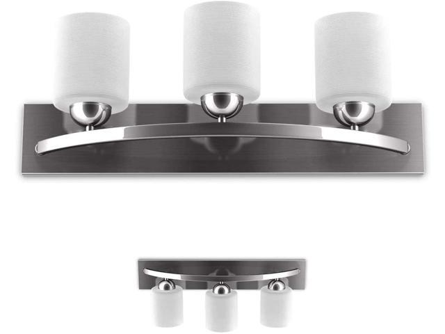 Tangkula Bathroom Vanity Lamp Brushed Nickel Wall Mounted Vanity Lighting Fixture with White Glass Shade Wall Sconce Pendant Lamp (Nickel 3)