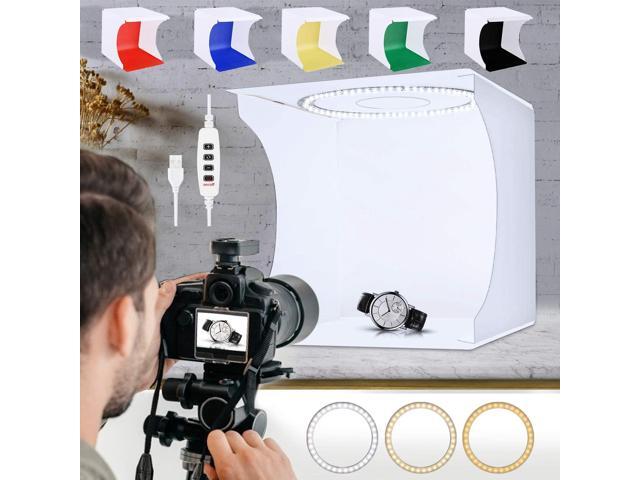 SLOW DOLPHIN 31cm Photo Studio Light Box Ring Light 80pcs LED Lights Adjustable Portable Folding Photography Shooting Light Tent Kit with