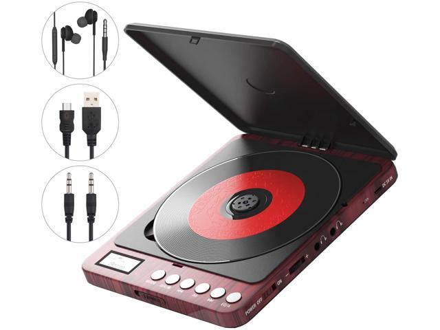 Portable CD Player 2400mAh Rechargeable Compact Personal CD Player with Double Headphones Jack Support Shockproof/Anti-Skip Protection Walkman