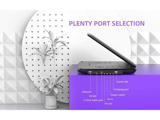 175' Portable DVD Player with 156' Large HD Screen 6 Hours Rechargeable Battery Support USB/SD Card/Sync TV and Multiple Disc Formats High