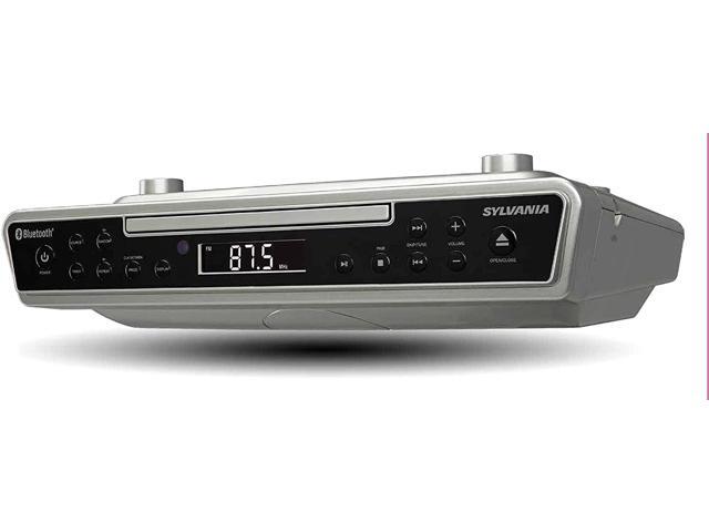 SYLVANIA SKCR2713 Under Counter CD Player with Clock Radio and Bluetooth Silver
