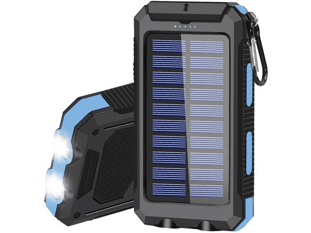 Solar Charger 20000mAh Portable Solar Power Bank for Cell Phone Waterproof External Backup Battery Power Pack Charger Built-in Dual USB/Flashlight