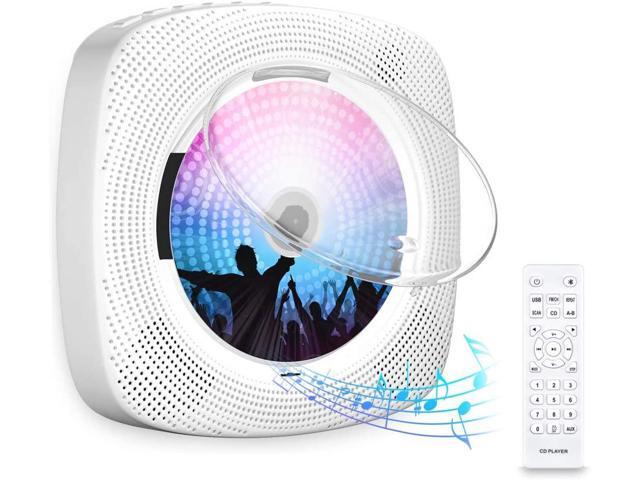 Gueray CD Player Portable Bluetooth Wall Mountable Walkman Disc HiFi Speakers with Dust Cover with LCD Screen Display Home Audio FM Radio USB Music