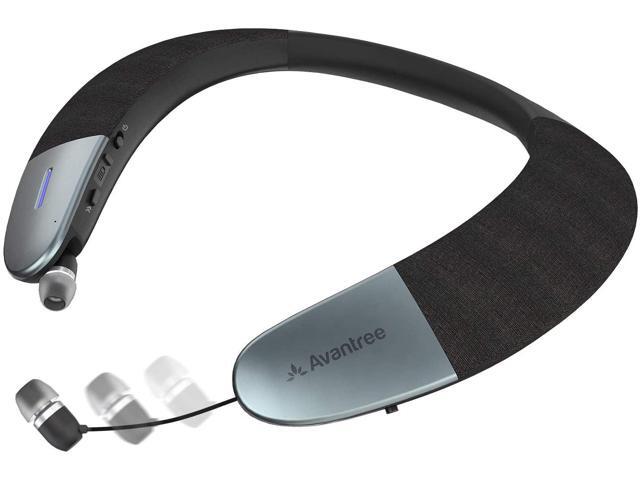 Avantree Torus Wearable Wireless Speaker Bluetooth 50 aptX HD Low Latency Personal Neckband Speakers with Retractable Earbuds Superb Audio