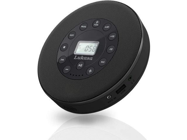 Lukasa Portable Bluetooth CD Player Built-in Speaker Stereo Personal Walkman MP3 Players 2000mAh Rechargeable Compact Car Disc CD Music Player USB