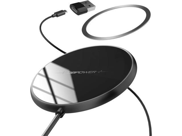 Magnetic Wireless Charger with Magnetic Ring DBPOWER Qi Fast Wireless Charging Pad with Type C & USB A for Mag-Safe iPhone 12/11/SE 20 AirPods