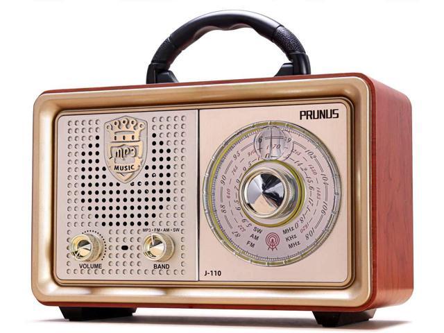 Retro Portable Radio AM FM Shortwave Radio Transistor Battery Operated Vintage Radio with Bluetooth Speaker 3-Way Power Sources Enhanced Bass