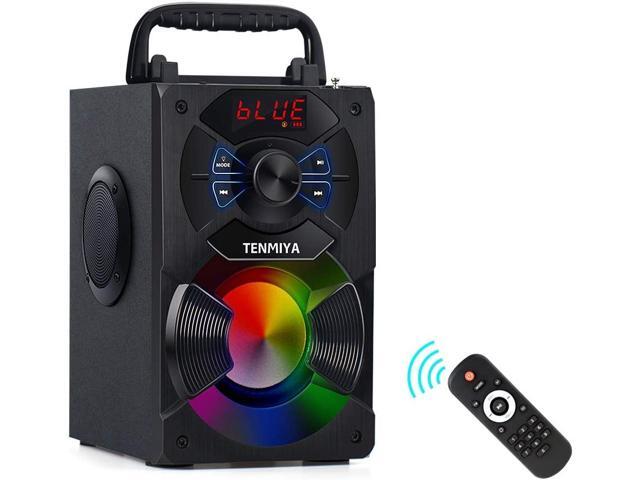 TENMIYA A13 Portable Bluetooth Speaker with Subwoofer FM Radio Colorful LED Lights Wireless Stereo Rich Bass Speakers Outdoor/Indoor Party