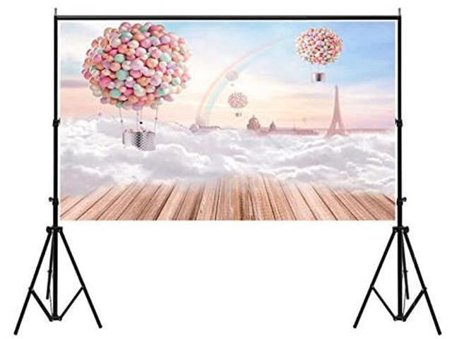 3D Hot Air Balloon Rainbow Romantic Wedding Backdrop Background 7x5ft