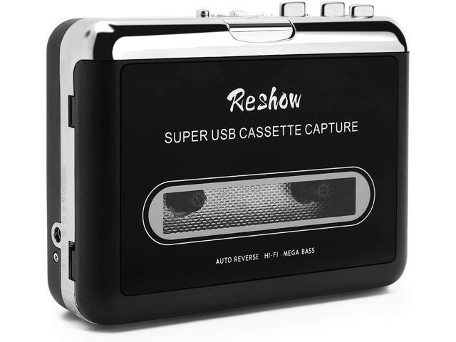 Reshow Cassette Player - Portable Tape Player Captures MP3 Audio Music via USB - Compatible with Laptops and Personal Computers - Convert Walkman