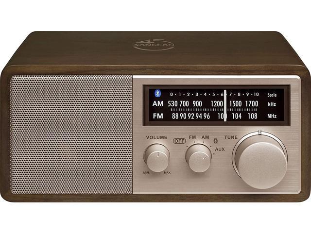 Sangean WR-16SE 45th Anniversary Special Edition AM/FM/Bluetooth/Aux-in/USB Phone Charging Dark Walnut Wooden Cabinet Radio with Rose Gold Face Plate