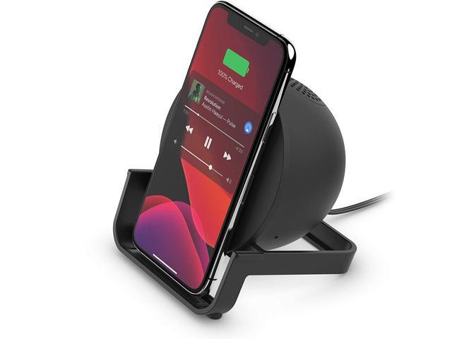 Belkin Wireless Charging Speaker (Wireless Charging Stand + Bluetooth Speaker Charger) Charge While Listening to Music Streaming Videos Video Calls