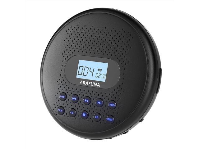 Portable CD Player with Dual Stereo Speakers ARAFUNA Rechargeable CD Player Portable for Car Anti-Skip Protection Walkman CD Player with Backlit
