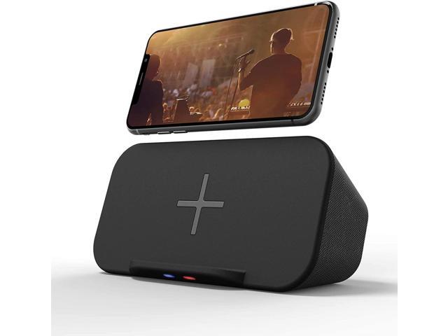 Bluetooth Speaker with Wireless Charger Stand Premium Stereo Sound Speaker 18 Hours Playtime 2 in 1 Home Audio Player Qi Charger Charging