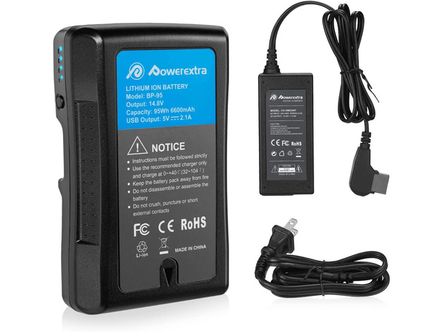 NeweggBusiness - Powerextra 95Wh 6600Mah V Mount V-Lock Battery