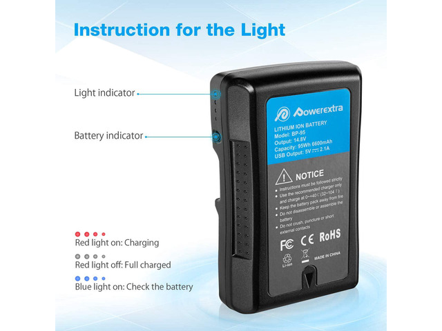 NeweggBusiness - Powerextra 95Wh 6600Mah V Mount V-Lock Battery