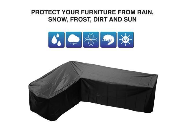 1pc Outdoor Furniture Cover V Shaped Sofa Cover Waterproof Dustproof Furniture Protector Durable Dampproof Loveseat Cover 286x286cm(Black)