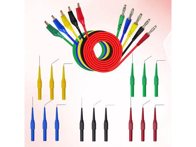 20pcs/set Back Probe Kit Alligator Clip to 4mm Banana Plug Multimeter Test Lead for Automotive Tool