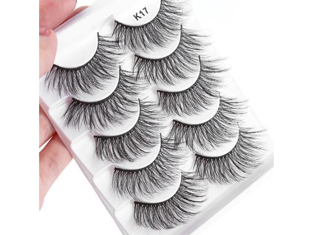 5 Pairs 3D Soft Mink Hair False Eyelashes Wispy Fluffy Natural Long Lashes Handmade Full Strips Fake Eyelashes Extension Tools