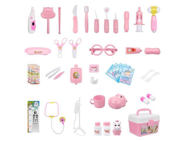Simulation Sound And Light Stethoscope Medical Kit Play House Toy Set With Doctor Uniform Early Education for Kids Toys-003/Pink