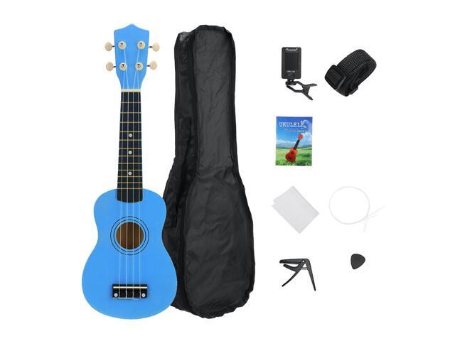 21 Inch Ukulele Kit Basswood Nylon 4 Strings Guitarra Acoustic Bass Guitar Musical Stringed Instrument for Beginners-Dark Blue