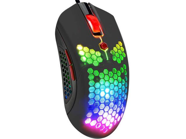 Lightweight Gaming Mouse Wired 12000DPI Backlit Mice with 7 Buttons Programmable DriverUltralight Honeycomb Shell Ultraweave Cable Mouse for PC