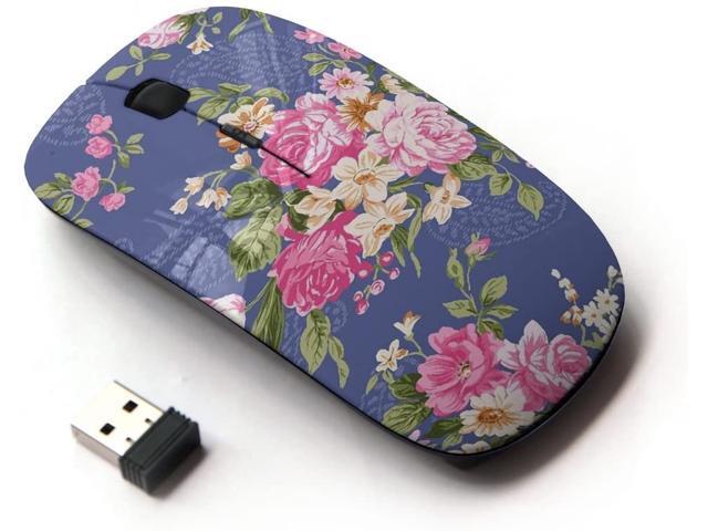 Graphic4You Flower Floral Pattern(Purple) Ergonomic Wireless Mouse with Nano Receiver